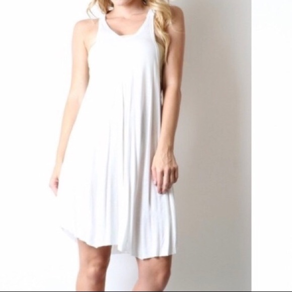 🆕 Ivory Racerback Tunic Dress - Picture 1 of 2